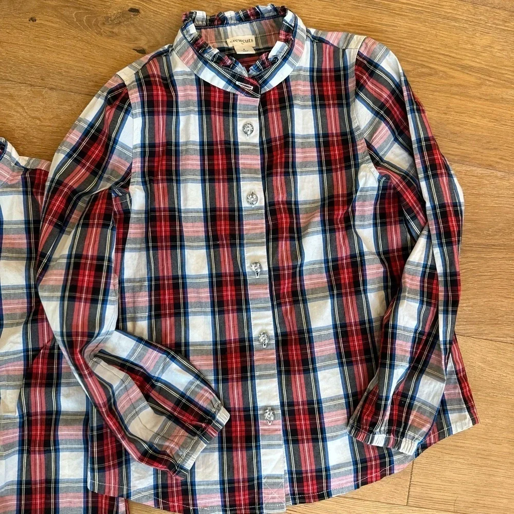Bundle of 2 Crewcuts girls Christmas holiday tops with embellished buttons